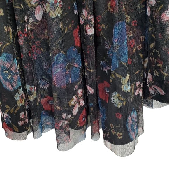 Lauren Conrad x Disney Size 10 Dress Tulle Overlay Fit Flare Midi Hi Lo Floral - Picture 14 of 15